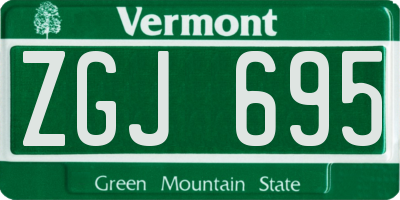 VT license plate ZGJ695