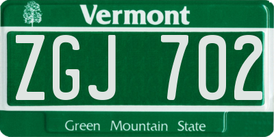 VT license plate ZGJ702
