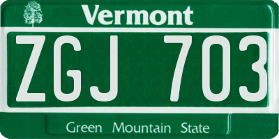 VT license plate ZGJ703