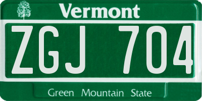 VT license plate ZGJ704