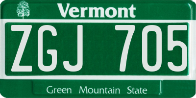 VT license plate ZGJ705