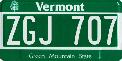 VT license plate ZGJ707