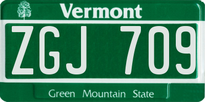 VT license plate ZGJ709