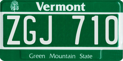 VT license plate ZGJ710