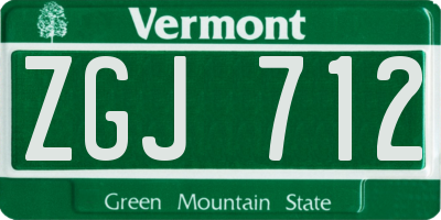 VT license plate ZGJ712