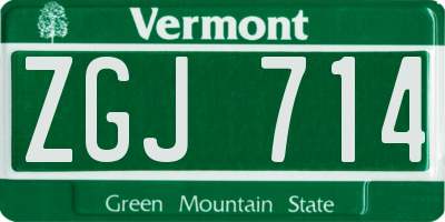 VT license plate ZGJ714