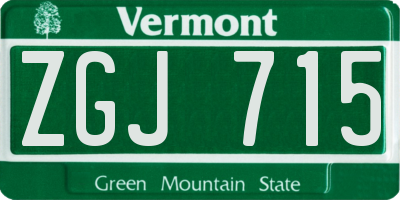 VT license plate ZGJ715