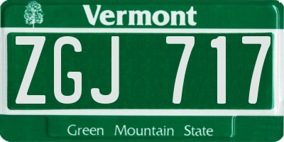 VT license plate ZGJ717