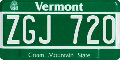 VT license plate ZGJ720