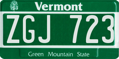 VT license plate ZGJ723