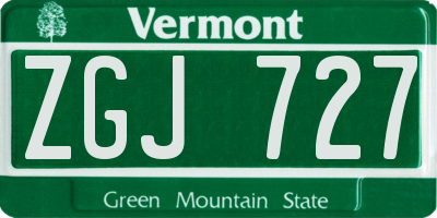 VT license plate ZGJ727
