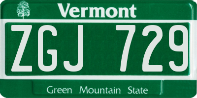 VT license plate ZGJ729