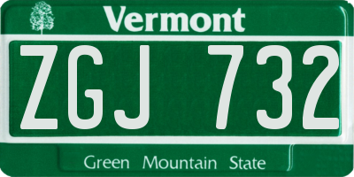 VT license plate ZGJ732