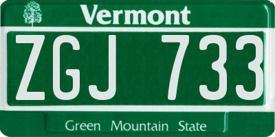 VT license plate ZGJ733
