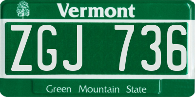 VT license plate ZGJ736