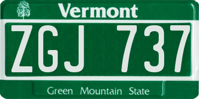 VT license plate ZGJ737