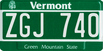 VT license plate ZGJ740