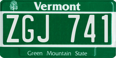VT license plate ZGJ741