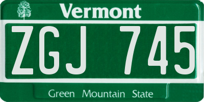 VT license plate ZGJ745