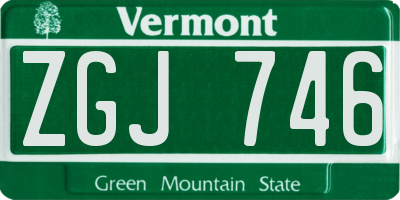 VT license plate ZGJ746