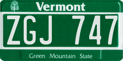 VT license plate ZGJ747