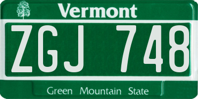 VT license plate ZGJ748