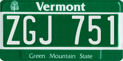 VT license plate ZGJ751