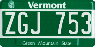 VT license plate ZGJ753