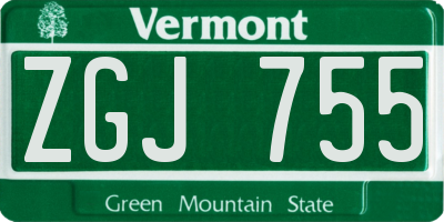 VT license plate ZGJ755