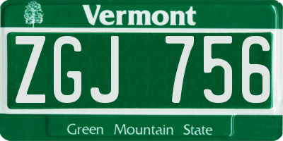 VT license plate ZGJ756