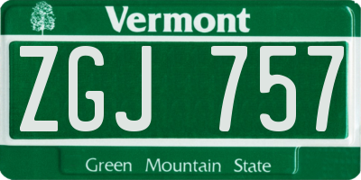 VT license plate ZGJ757