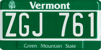 VT license plate ZGJ761