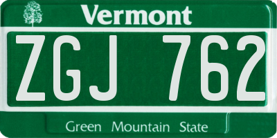 VT license plate ZGJ762