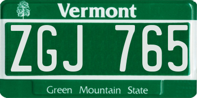 VT license plate ZGJ765