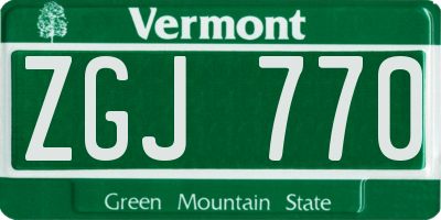 VT license plate ZGJ770