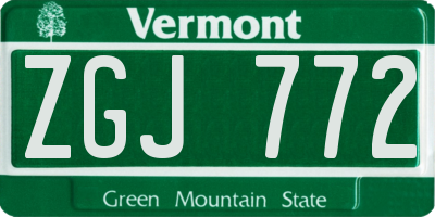 VT license plate ZGJ772