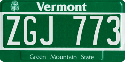 VT license plate ZGJ773