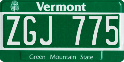 VT license plate ZGJ775