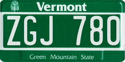 VT license plate ZGJ780