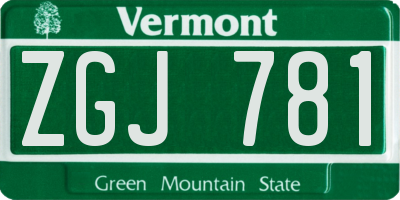 VT license plate ZGJ781