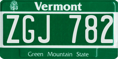 VT license plate ZGJ782