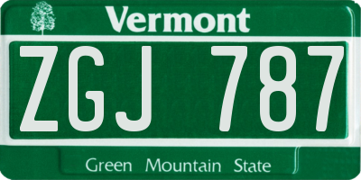 VT license plate ZGJ787
