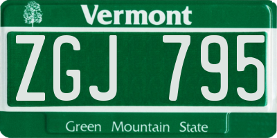 VT license plate ZGJ795