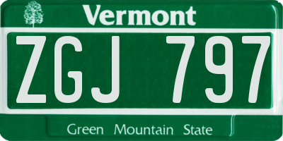VT license plate ZGJ797