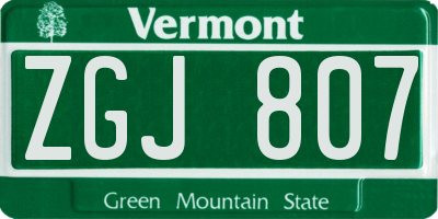 VT license plate ZGJ807