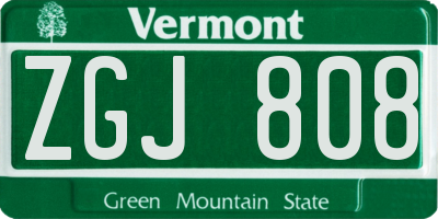 VT license plate ZGJ808