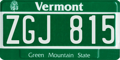 VT license plate ZGJ815