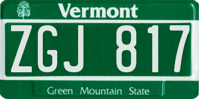 VT license plate ZGJ817