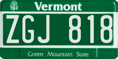 VT license plate ZGJ818
