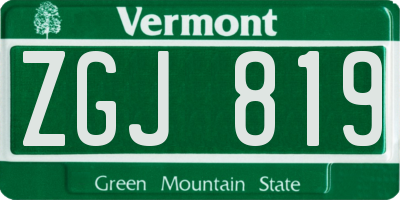 VT license plate ZGJ819